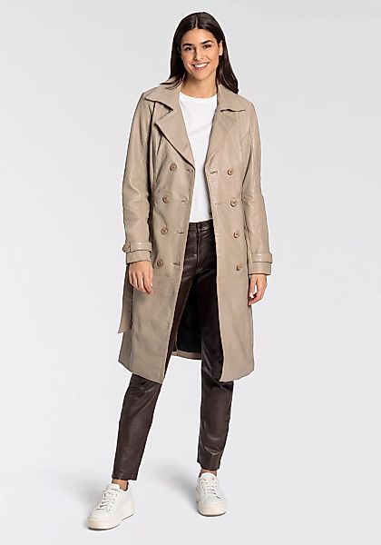 Gipsy Ledermantel GWTaruh OT (2-tlg) femininer Leder-Trenchcoat mit Bindegü günstig online kaufen