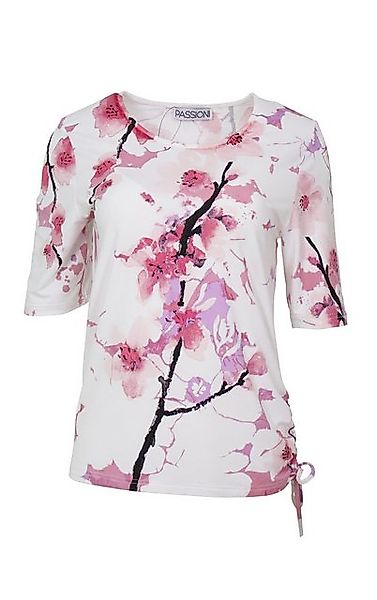 Passioni T-Shirt in Rose, mit Blumenprint und Bindebändern am Saum günstig online kaufen