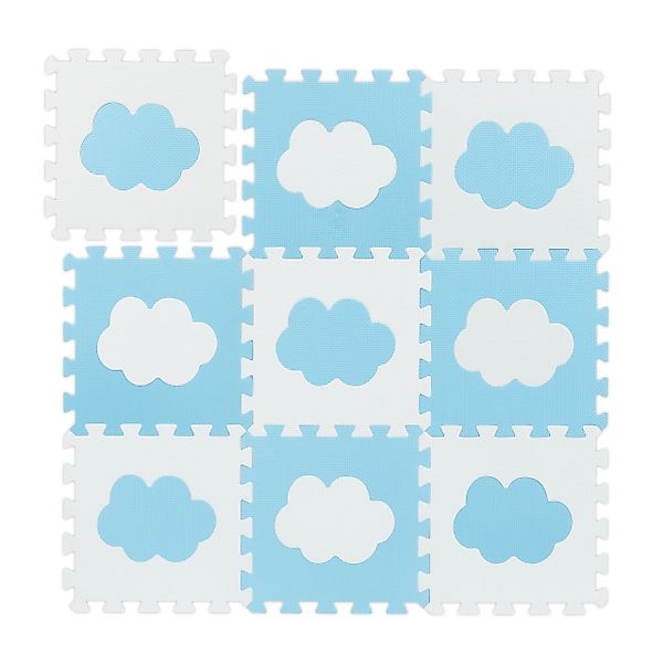 relaxdays Puzzlematte 18-tlg. Puzzlematte Wolke, Weiß-Blau günstig online kaufen