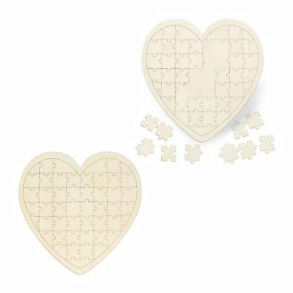 relaxdays 2 x Herzpuzzle Hochzeit aus Holz natur günstig online kaufen