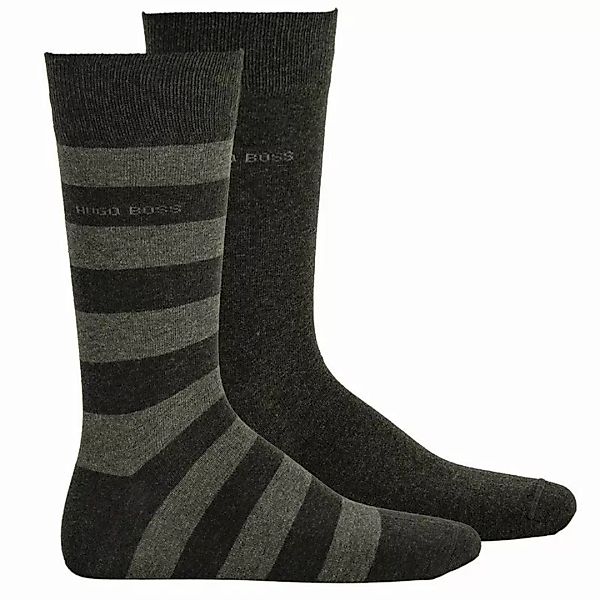 HUGO BOSS Herren Socken 2er Pack - Kurzsocken, Block Stripe CC Dunkelgrau E günstig online kaufen
