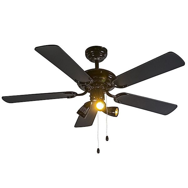 Qazqa Deckenventilator Mistral, GU10, Schwarz, Stahl, 3-flammig günstig online kaufen