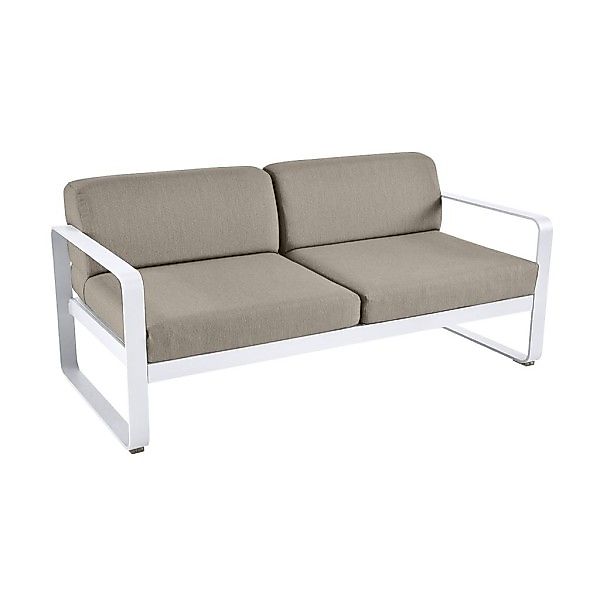 Bellevie Lounge-Sofa 2-Sitzer 01 Baumwollweiß B8 Taupegrau günstig online kaufen