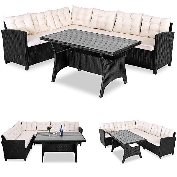 Casaria Gartenlounge-Set Lissabon, Polyrattan WPC Esstisch günstig online kaufen