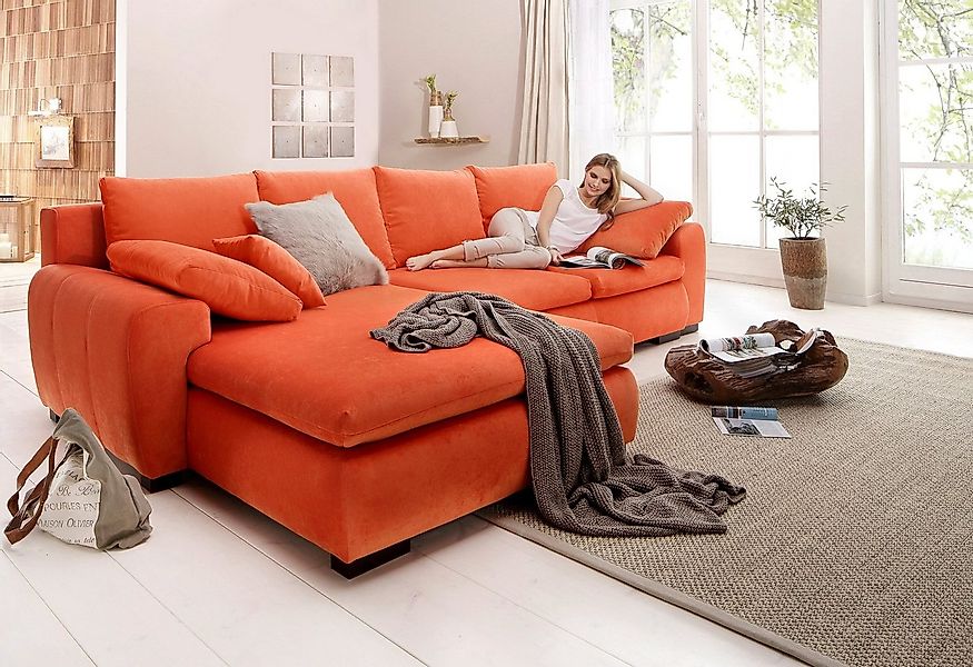 Home affaire Ecksofa "Cara Mia L-Form, B: 325 cm" mit 4 Zierkissen, optiona günstig online kaufen