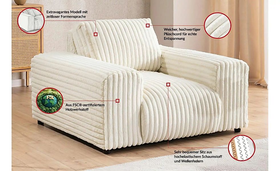 Sessel   ¦ beige ¦ Maße (cm): B: 119 H: 79 Polstermöbel > Sessel > Polsters günstig online kaufen