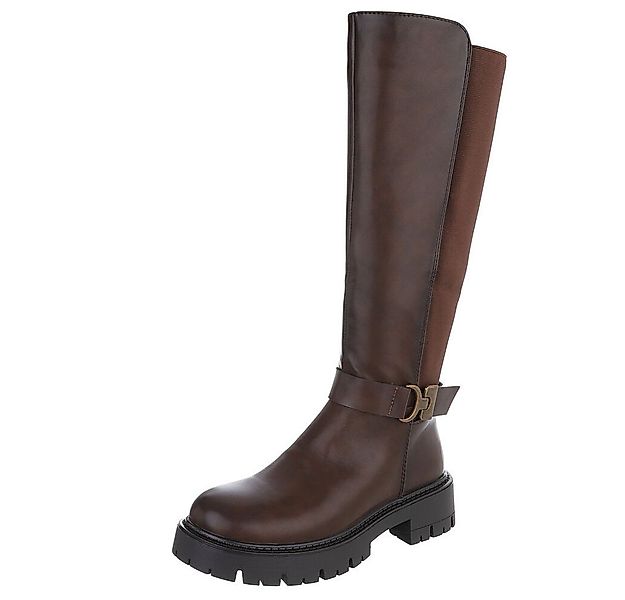 Ital-Design Moderne Damenstiefel mit Schnalle für Herbst & Winter Plateaust günstig online kaufen