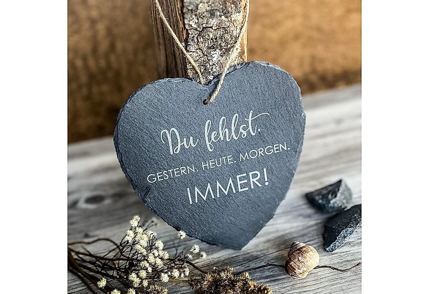 Spruchreif® Dekohänger Großes Schieferherz mit Gravur, Wanddeko günstig online kaufen