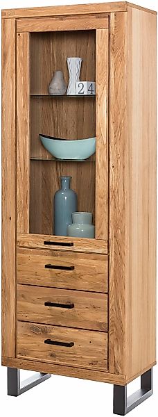 Home affaire Vitrine Metallfüße im Industrie-Design, Eiche Teilmassiv, viel günstig online kaufen