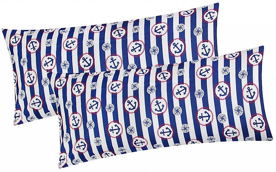 Heubergshop Kissenbezug, (2 Stück), 2er Set 40x80cm Kissenhülle Anker Strei günstig online kaufen