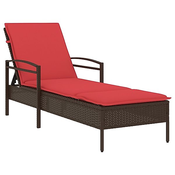 vidaXL Sonnenliege mit Kissen Braun 63x200x81 cm Poly Rattan 368306 günstig online kaufen
