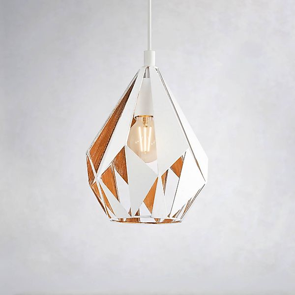 Hängeleuchte Carlton 1, weiß-gold, Ø 20,5cm günstig online kaufen