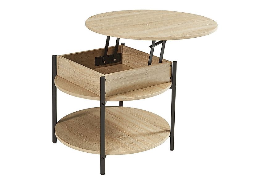 en.casa Couchtisch, »Kandas« mit Hebeplatte rund 70 x 49 cm Eicheoptik günstig online kaufen
