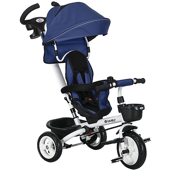 HOMCOM Dreirad Kinderdreirad mit Sicherheitsgurt, Schubstange, günstig online kaufen