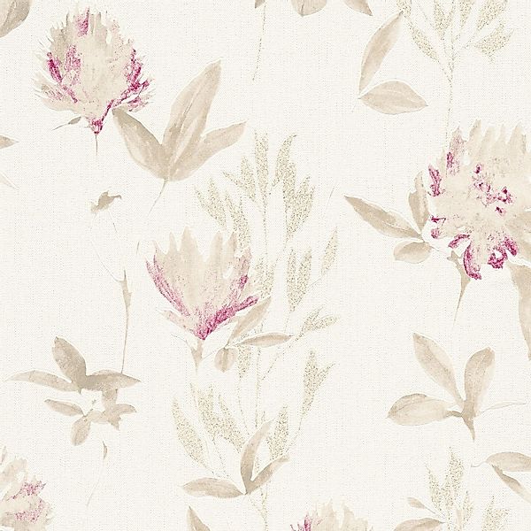 PROFHOME 344983-GU Blumen Tapete Floral Matt Beige Violett Bronze 0,53 m x günstig online kaufen