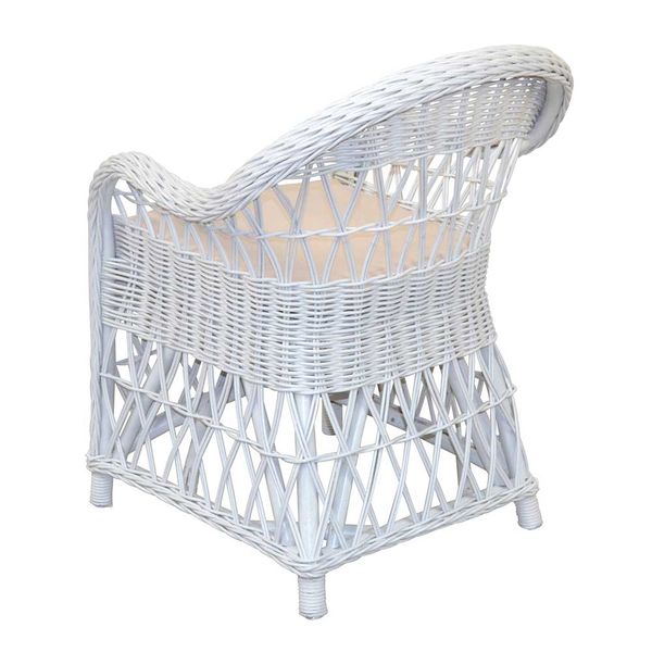Weißer Korbsessel aus Rattan Geflecht Landhausstil günstig online kaufen
