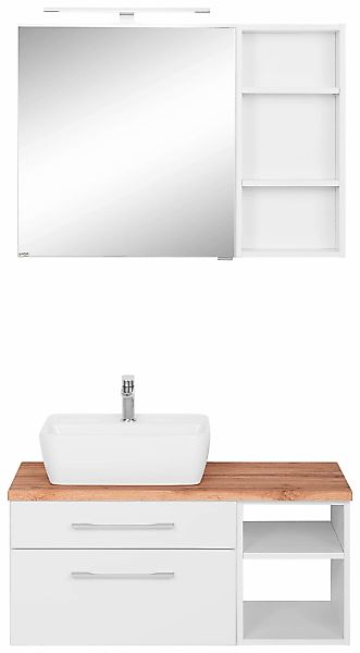 welltime Badmöbel-Set "Davos" 3 Stk. tlg. Spiegelschrank, Regal und Waschti günstig online kaufen