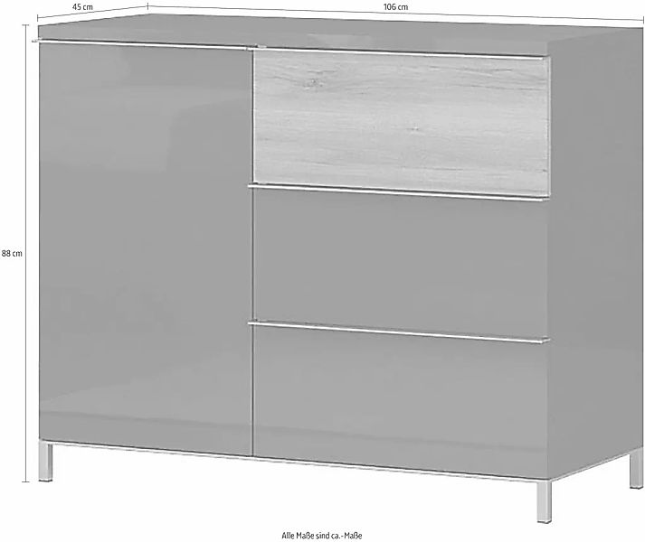 Places of Style Schubkastenkommode "Onyx, Sideboard mit 3 Schubladen, hochw günstig online kaufen