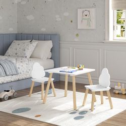 Woltu Kindersitzgruppe, weiß, Kindertisch mit 2 günstig online kaufen