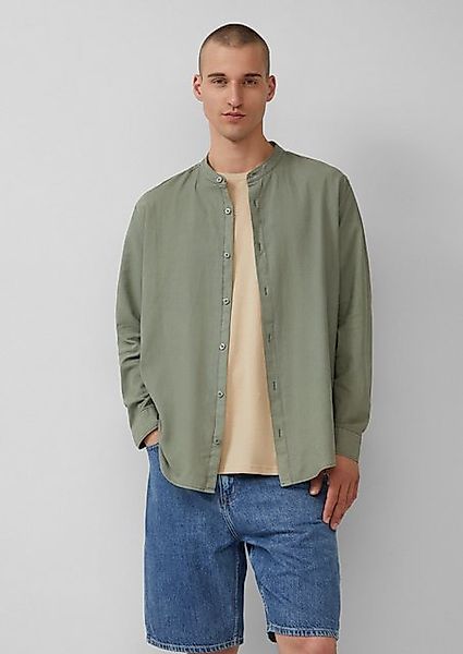 QS Langarmhemd Regular Fit: Gewaschenes Hemd aus Leinenmix Waschung günstig online kaufen