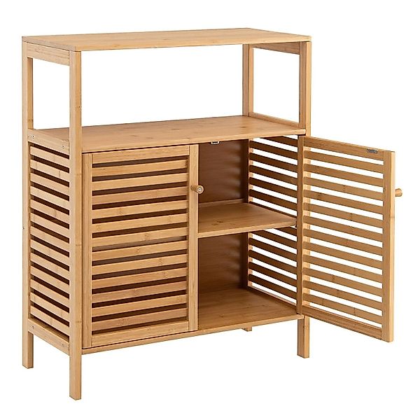 Costway Badezimmerschrank Bambus mit 2 Türen 64 x 27,5 x 80 cm günstig online kaufen