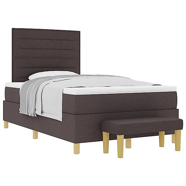 vidaXL Bett Boxspringbett mit Matratze & Bank Dunkelbraun 120x200 cm Stoff günstig online kaufen