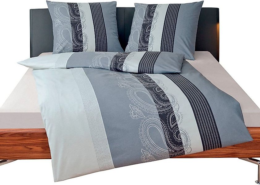 Janine Bettwäsche Bettbezug 155x220 80x80 Barock gestreift Boho grau weiß b günstig online kaufen