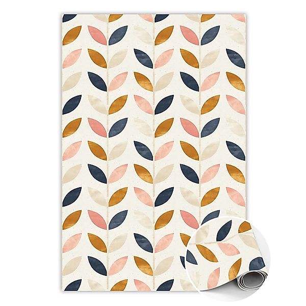 Tulup Teppich Kleine Blätter PVC Mat 100x150 cm Gelb Tapijt Vinyl PVC Tapij günstig online kaufen