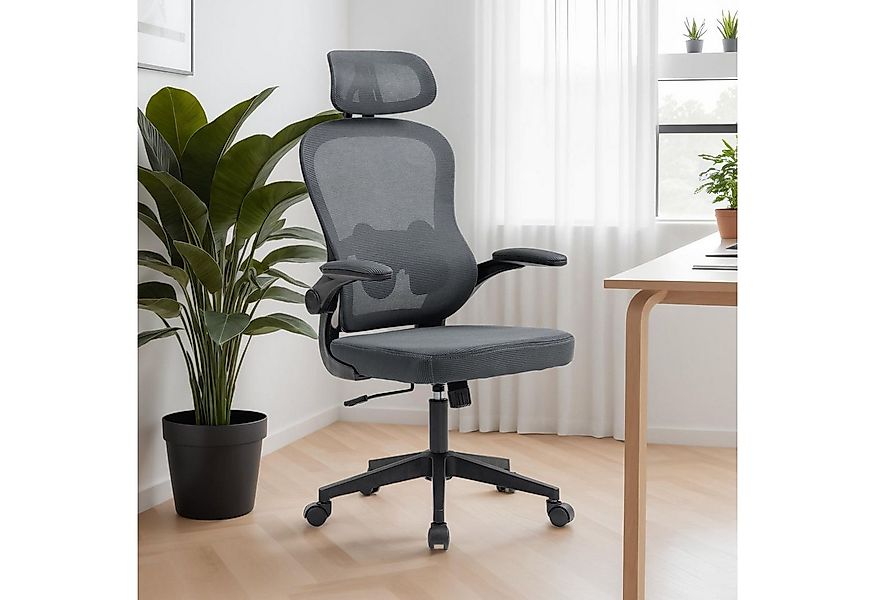 IDIMEX Drehstuhl JOBURG, Ergonomischer Netzrücken mit Lendenstütze – grau günstig online kaufen