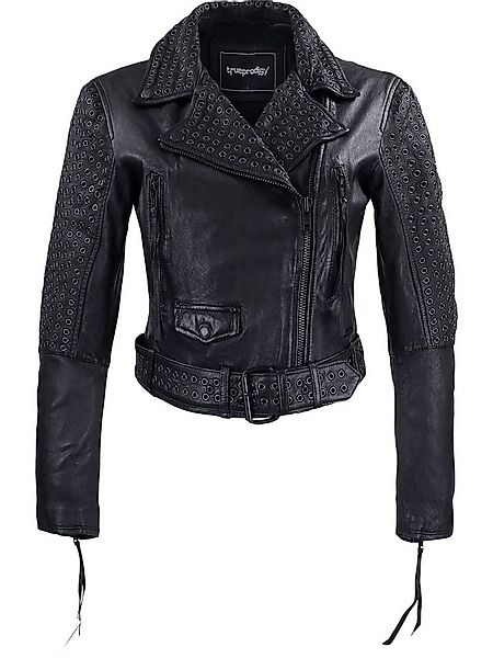 trueprodigy Lederjacke Raven mit Nieten und Reißverschluss Details günstig online kaufen