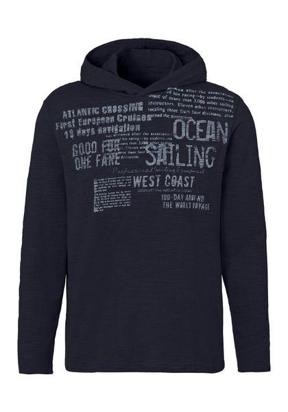 John Devin Kapuzenshirt Langarmshirt bedruckt mit Kapuze aus strukturierter günstig online kaufen