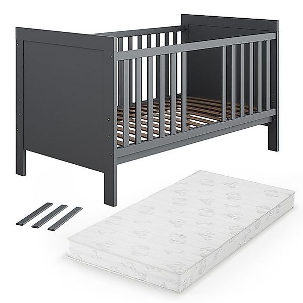 VitaliSpa® Babybett Ajaton, Grau, 144.4 x 83 cm mit Matratze günstig online kaufen