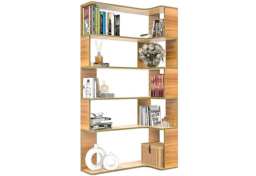 JEOBEST Bücherregal Eckregal, Eck-Bücherregal 5-stöckiges, Modernes Display günstig online kaufen