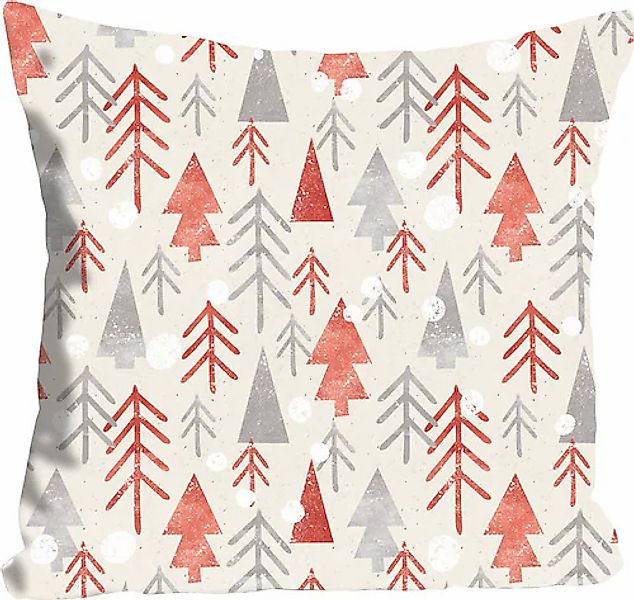 queence Dekokissen »Pascal«, Kissenhülle,Wald,Weihnachten,Grau,Rot,Festlich günstig online kaufen