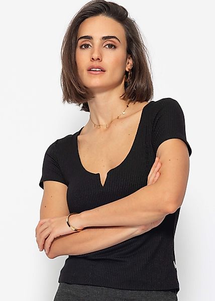 SASSYCLASSY T-Shirt Figurbetontes T-Shirt mit Rippstruktur günstig online kaufen