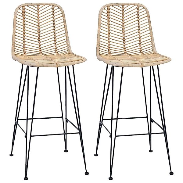 vidaXL Barstuhl 2 Stk Natur 44,5 x 53 x 111 cm Rattan und Eisen 42011547 günstig online kaufen