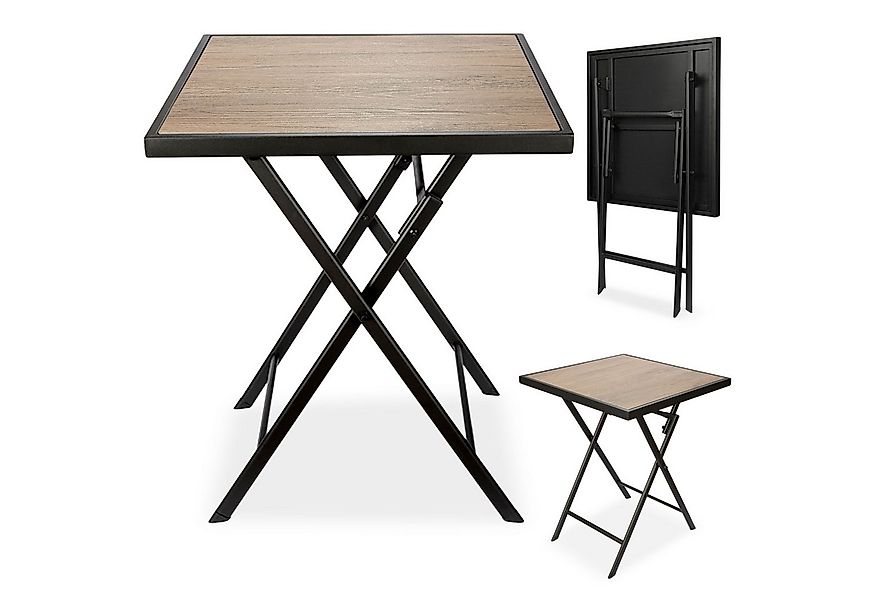 BRUBAKER Gartentisch Bergamo - 58 x 58 cm Balkontisch mit Holz Optik - Wett günstig online kaufen