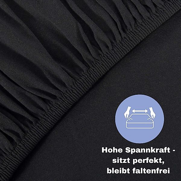 leevitex® Spannbettlaken Spannbettlaken Schwarz 1er Pack günstig online kaufen