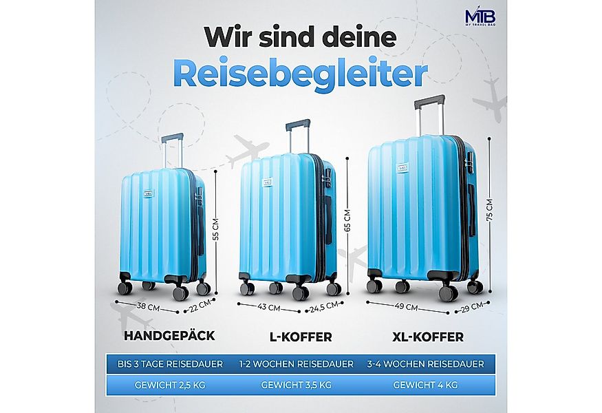 MTB Koffer Reisekoffer Rollkoffer Hartschalen Handgepäck ABS Dehnungsfuge, günstig online kaufen