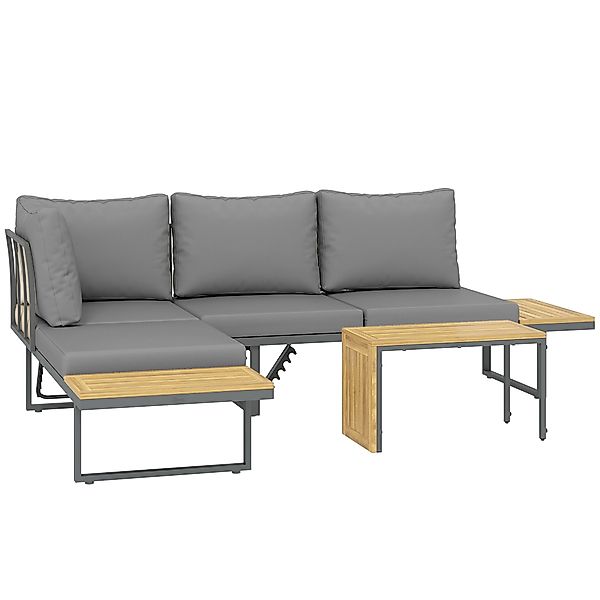 Outsunny Ecksofa Gartenmöbel-Set für 6 Personen aus Akazienholz mit Sofas u günstig online kaufen