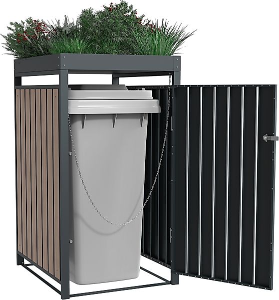 Westmann Mülltonnenbox Planta 1 x 240, Anthrazit/Holzoptik 84 x 68 x 124,5 günstig online kaufen