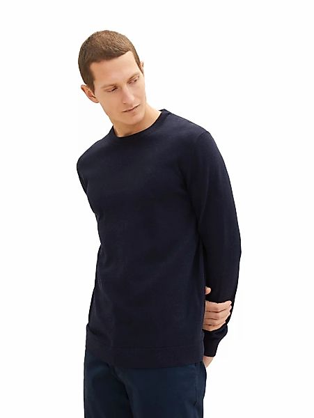 TOM TAILOR Rundhalspullover mit Logostickerei günstig online kaufen