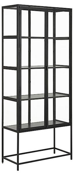 freiraum Glasvitrine Seaford in schwarz, Stahl - 77x185,6x35cm (BxHxT) günstig online kaufen