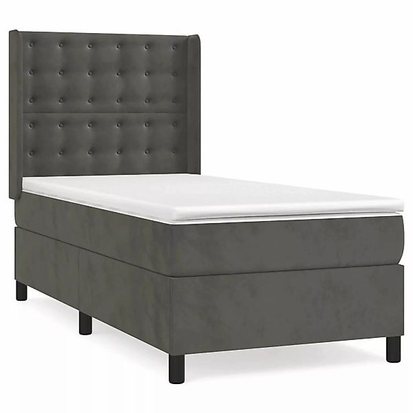 vidaXL Boxspringbett mit Matratze Dunkelgrau 80x200 cm Samt1378786 günstig online kaufen