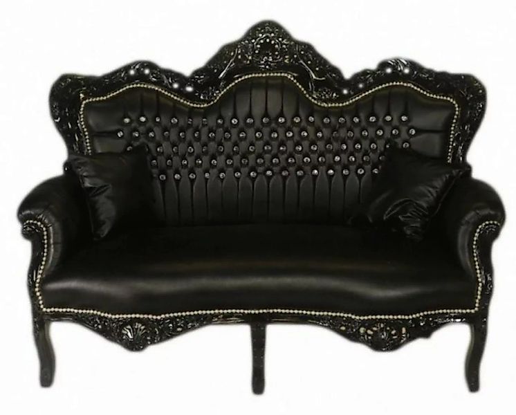 Casa Padrino 2-Sitzer Barock 2er Sofa Master Schwarz Lederoptik / Schwarz m günstig online kaufen