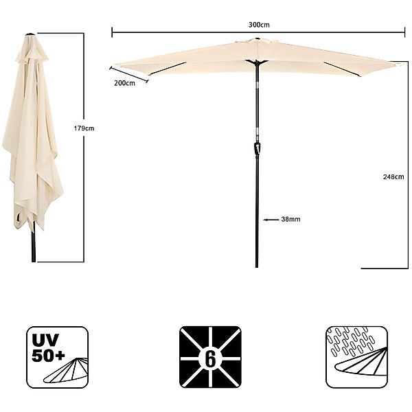 Angel Living Sonnenschirm 200x300 cm Rechteckig günstig online kaufen