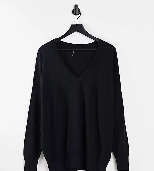Simply Be – Pullover in Schwarz mit V-Ausschnitt günstig online kaufen