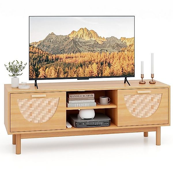 COSTWAY TV-Schrank mit 2 Schubladen und offenen Regalen, 120x35x45,5cm günstig online kaufen