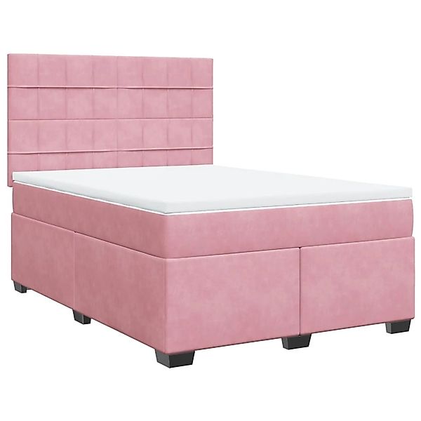 vidaXL Boxspringbett mit Matratze Rosa 160x200 cm Samt2099677 günstig online kaufen