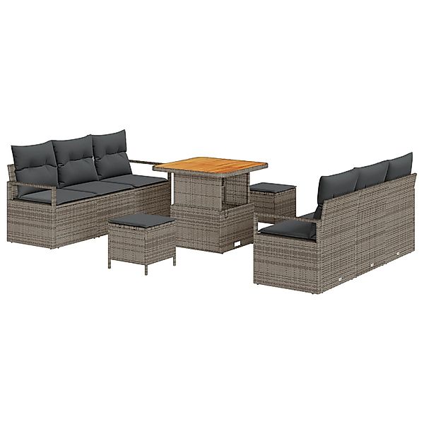 vidaXL Garten-Sofa-Set mit Speicher 9-Tlg Grau Poly Rattan 3364428 günstig online kaufen